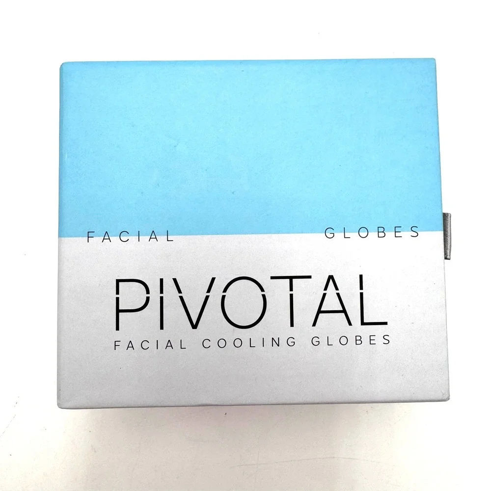 NEW Pivotal Facial Cooling Globes Borosilicate Glass Ice Roller Set Blue